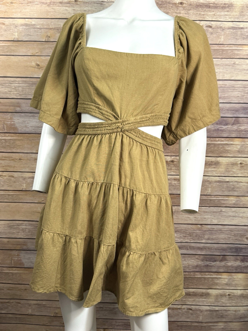 Free People Womens Cross of Sunlight Cotton Linene Blend Cutout Mini Dress M